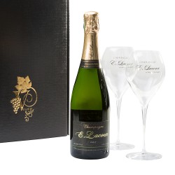 Coffret 2 coupes champagne 41 cl, 1 bouteille Champagne