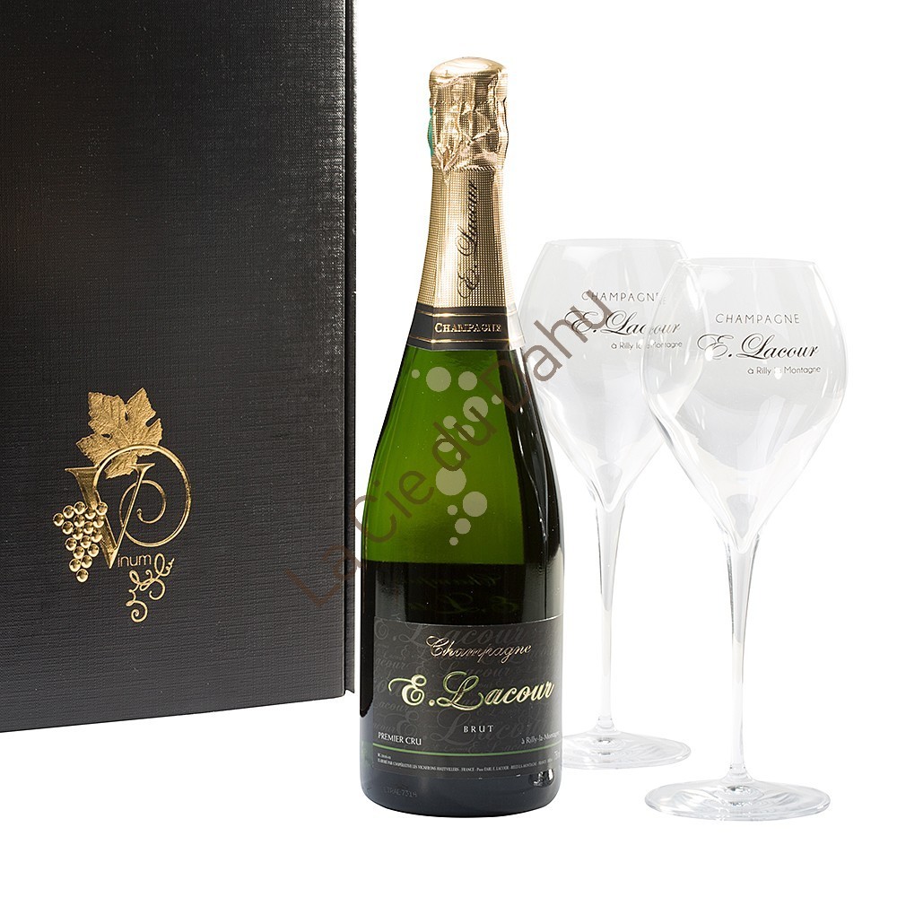 Coffret 2 coupes champagne 41 cl, 1 bouteille Champagne