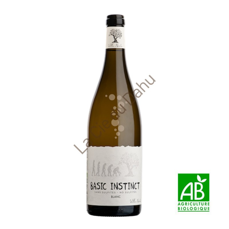 Basic Instinct Blanc, Vin Blanc sans soufre ajouté, 12,5°, bio, 75 cl, Domaine Villa Noria
