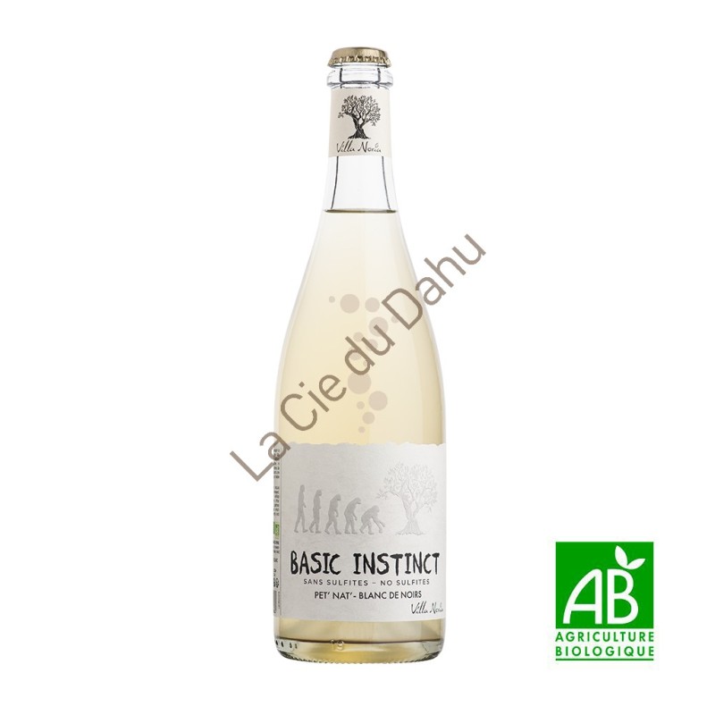BASIC INSTINCT PET'NAT Blancs de Noirs, Vin sans soufre ajouté, 12,5°, 75 cl, bio, Domaine Villa Noria